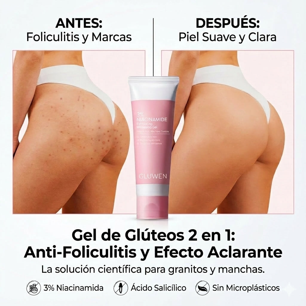 Gluwen - Gel de Glúteos 2 en 1: Anti-Foliculitis y Efecto Aclarante