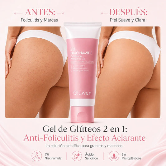 Gluwen - Gel de Glúteos 2 en 1: Anti-Foliculitis y Efecto Aclarante
