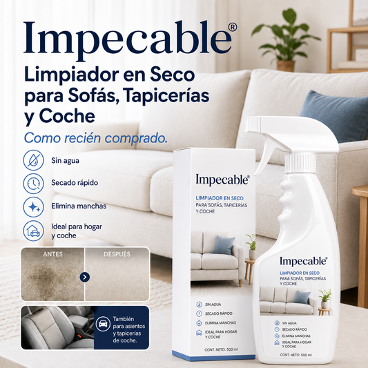 Impecable® — Limpiador en Seco para Sofás, Tapicerías y Coche